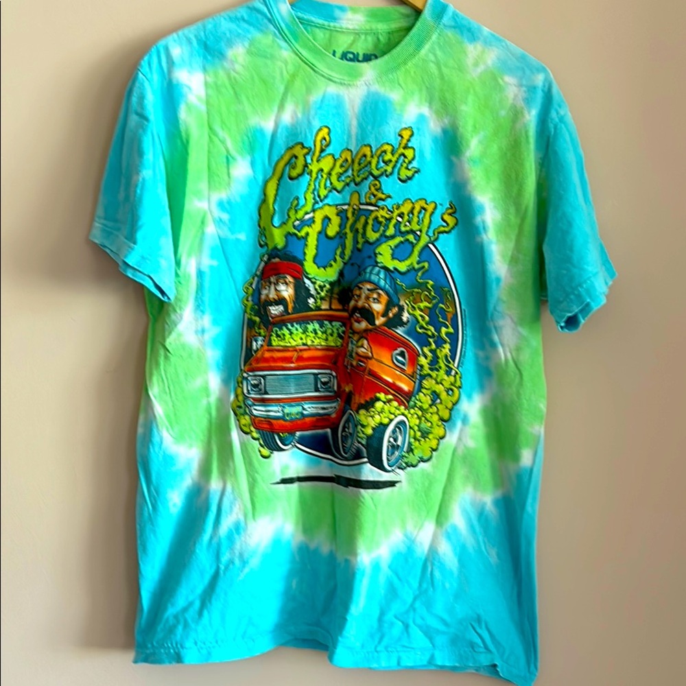 Liquid Blue Tie-Dye Tee Blue and Green Short Sleeve
